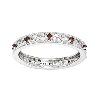 Personally Stackable Genuine Garnet Filigree Eternity Ring