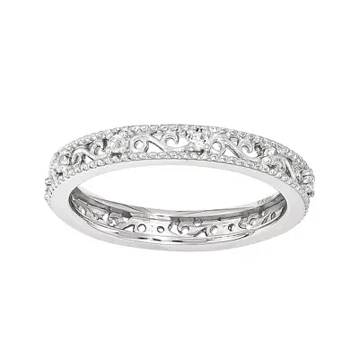Personally Stackable Genuine White Topaz Filigree Eternity Ring