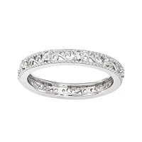 Personally Stackable Genuine White Topaz Filigree Eternity Ring