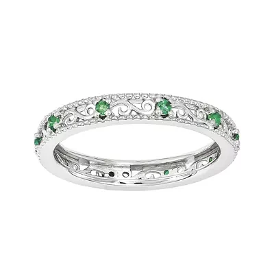 Personally Stackable Lab-Created Emerald Filigree Eternity Ring