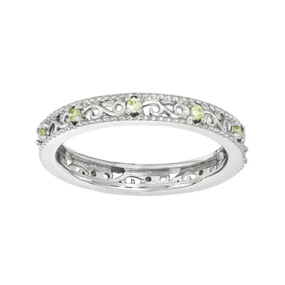 Personally Stackable Genuine Peridot Filigree Eternity Ring