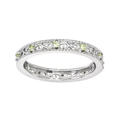 Personally Stackable Genuine Peridot Filigree Eternity Ring