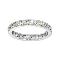 Personally Stackable Genuine Peridot Filigree Eternity Ring