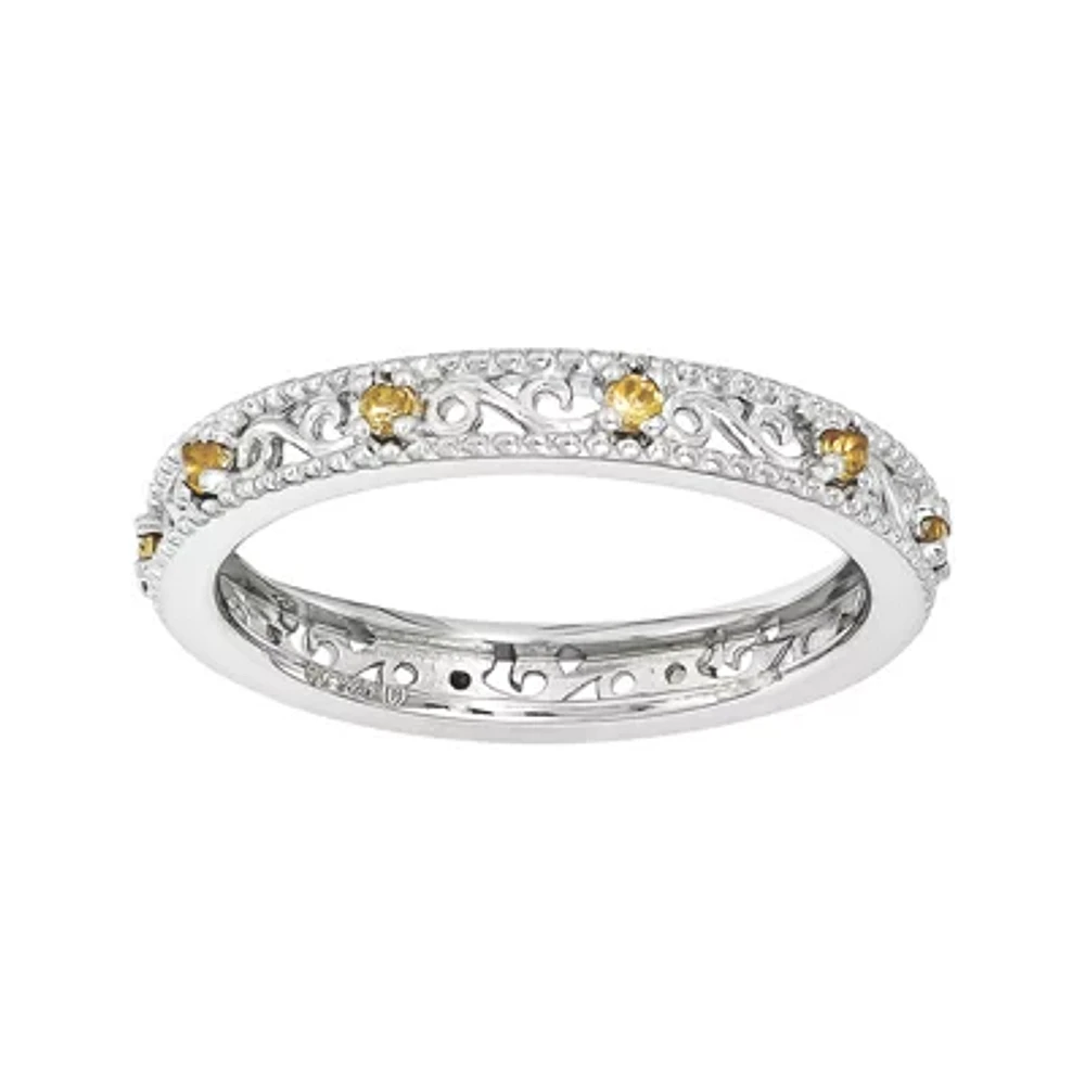 Personally Stackable Genuine Citrine Filigree Eternity Ring