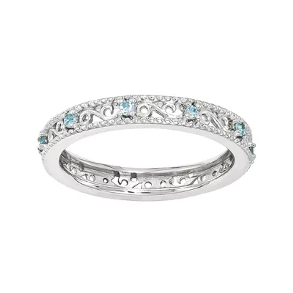 Personally Stackable Genuine Topaz Filigree Eternity Ring