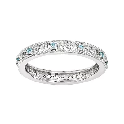 Personally Stackable Genuine Topaz Filigree Eternity Ring