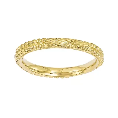 Personally Stackable 18K Yellow Gold Over Sterling Silver Patterned Ring