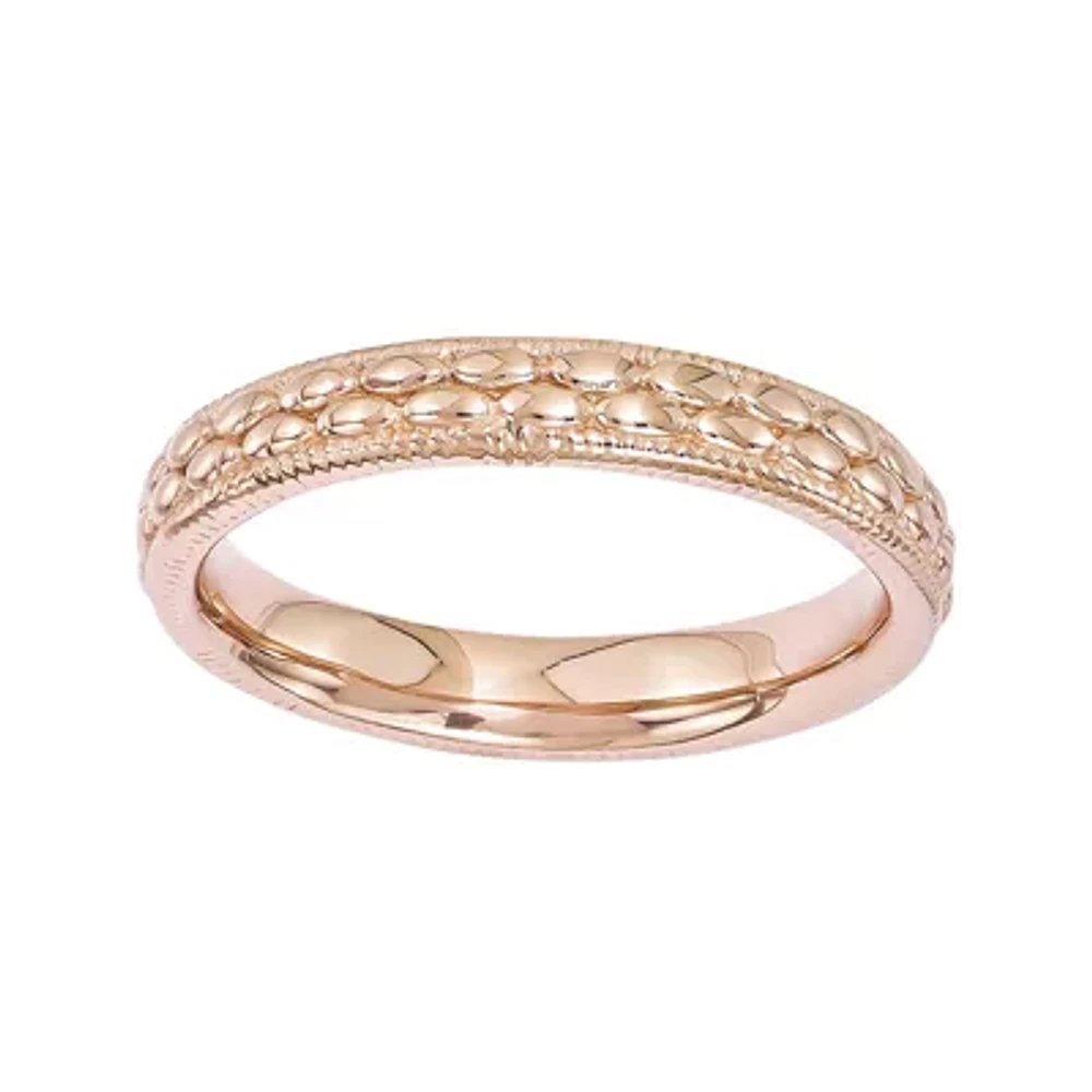 Personally Stackable 18K Rose Gold Over Sterling Silver Patterned Ring