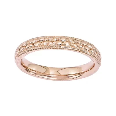 Personally Stackable 18K Rose Gold Over Sterling Silver Patterned Ring