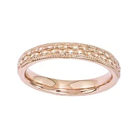 Personally Stackable 18K Rose Gold Over Sterling Silver Patterned Ring