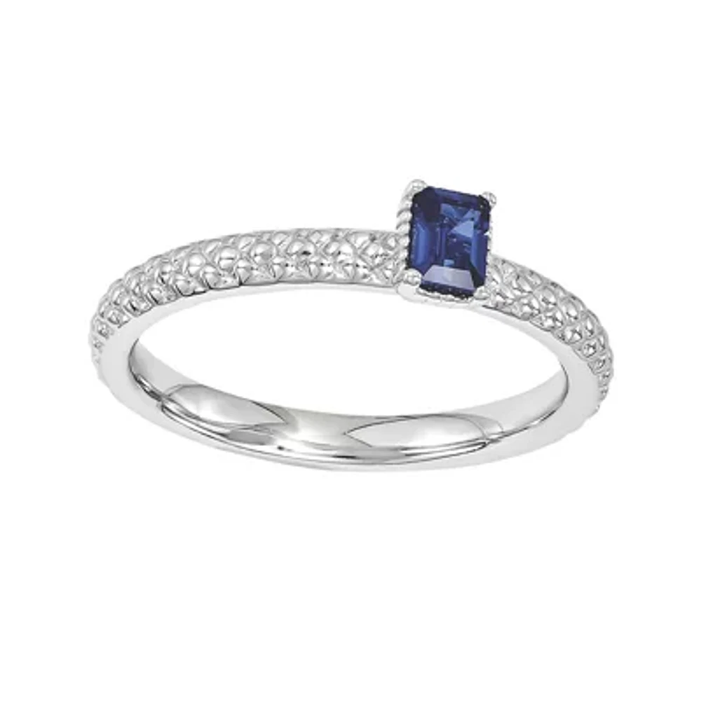 Personally Stackable Lab-Created Sapphire Textured Ring