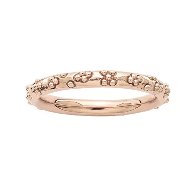 Personally Stackable 18K Rose Gold Over Sterling Silver Textured Ring