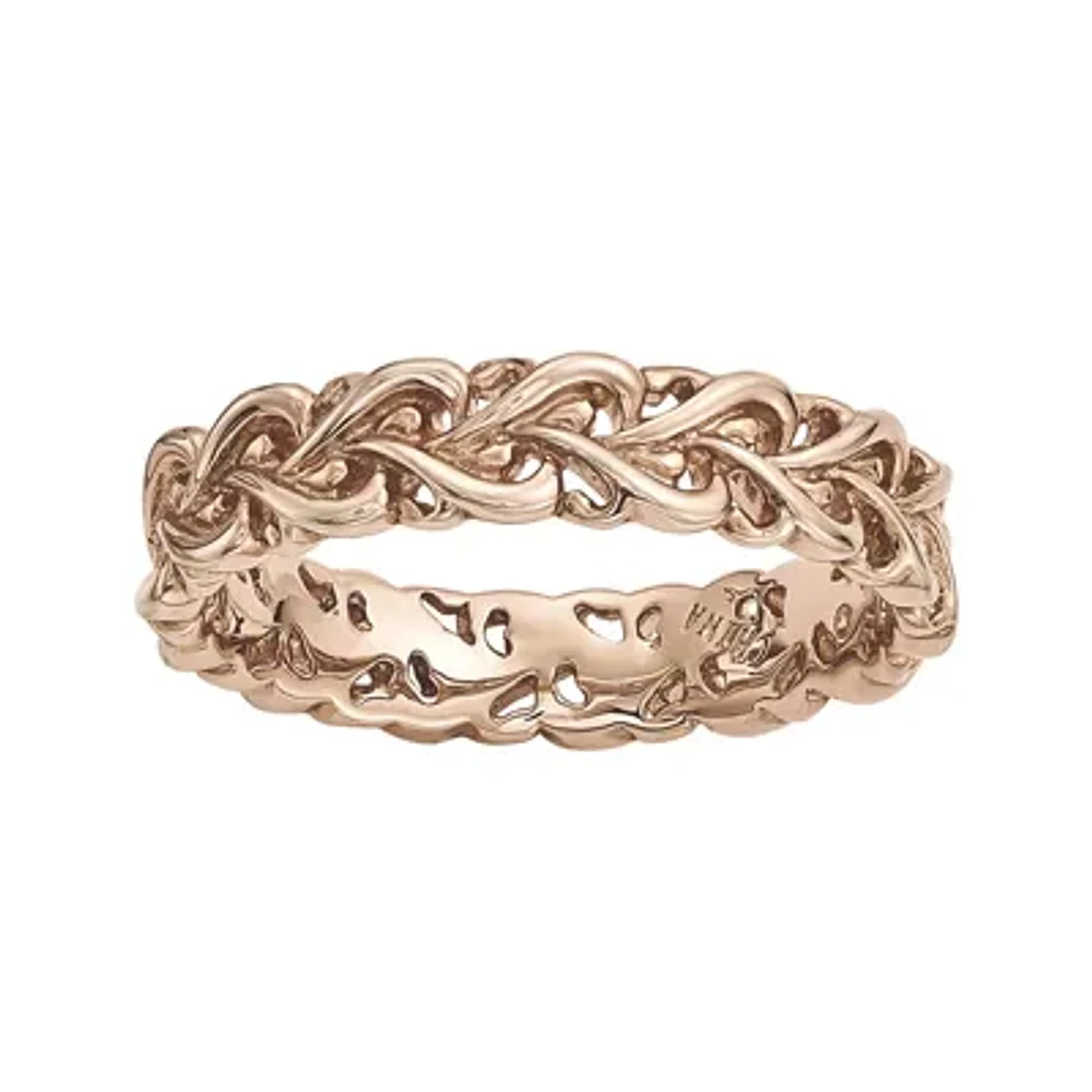 Personally Stackable 18K Rose Gold Over Sterling Silver Interlocking Heart Ring