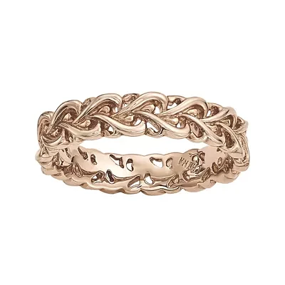 Personally Stackable 18K Rose Gold Over Sterling Silver Interlocking Heart Ring