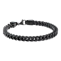 Mens Stainless Steel & Black IP 9" 6mm Foxtail Bracelet