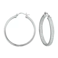 Sterling Silver Crystal In/Out Hoop Earrings