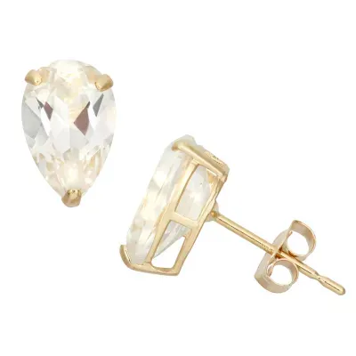 Lab Created White Sapphire 10K Gold 9mm Stud Earrings