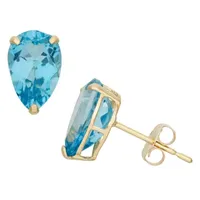 Genuine Blue Topaz 10K Gold 9mm Stud Earrings