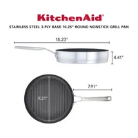 KitchenAid 3-Ply Stainless Steel 10.25" Grill Pan