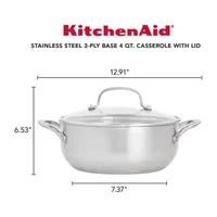 KitchenAid 3-Ply Stainless Steel 4-qt. Dutch Oven