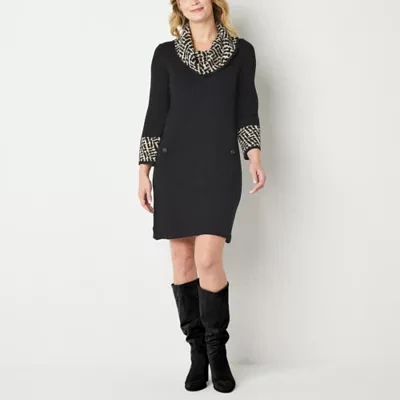 Jessica Howard Womens 3/4 Sleeve Sweater Dress