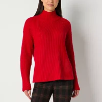 Worthington Womens Funnel Neck Long Sleeve Pullover Sweater