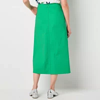 Liz Claiborne Womens Mid Rise Midi A-Line Skirt