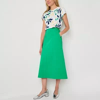 Liz Claiborne Womens Mid Rise Midi A-Line Skirt