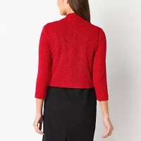 Perceptions Glitter Womens 3/4 Sleeve Shrug