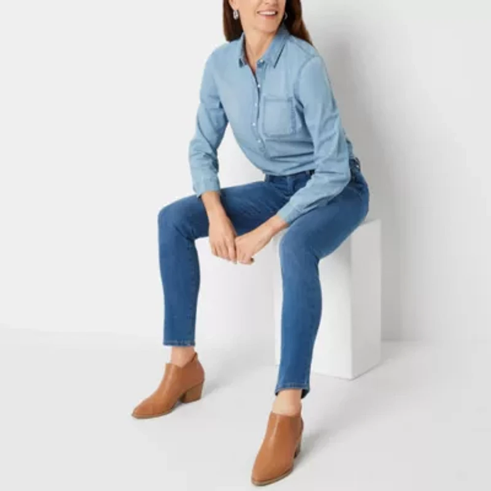 a.n.a - Petite Womens Mid Rise Skinny Fit Jean