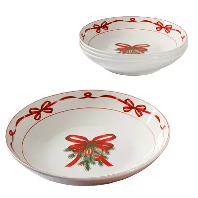 Martha Stewart Festive Bow 4-pc.Ceramic Dinner Bowl