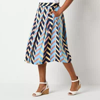 Liz Claiborne Womens Mid Rise Midi A-Line Skirt-Plus