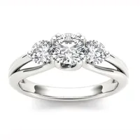 Love Lives Forever Womens 1 CT. T.W. Natural White Diamond 14K Gold Round 3-Stone Engagement Ring