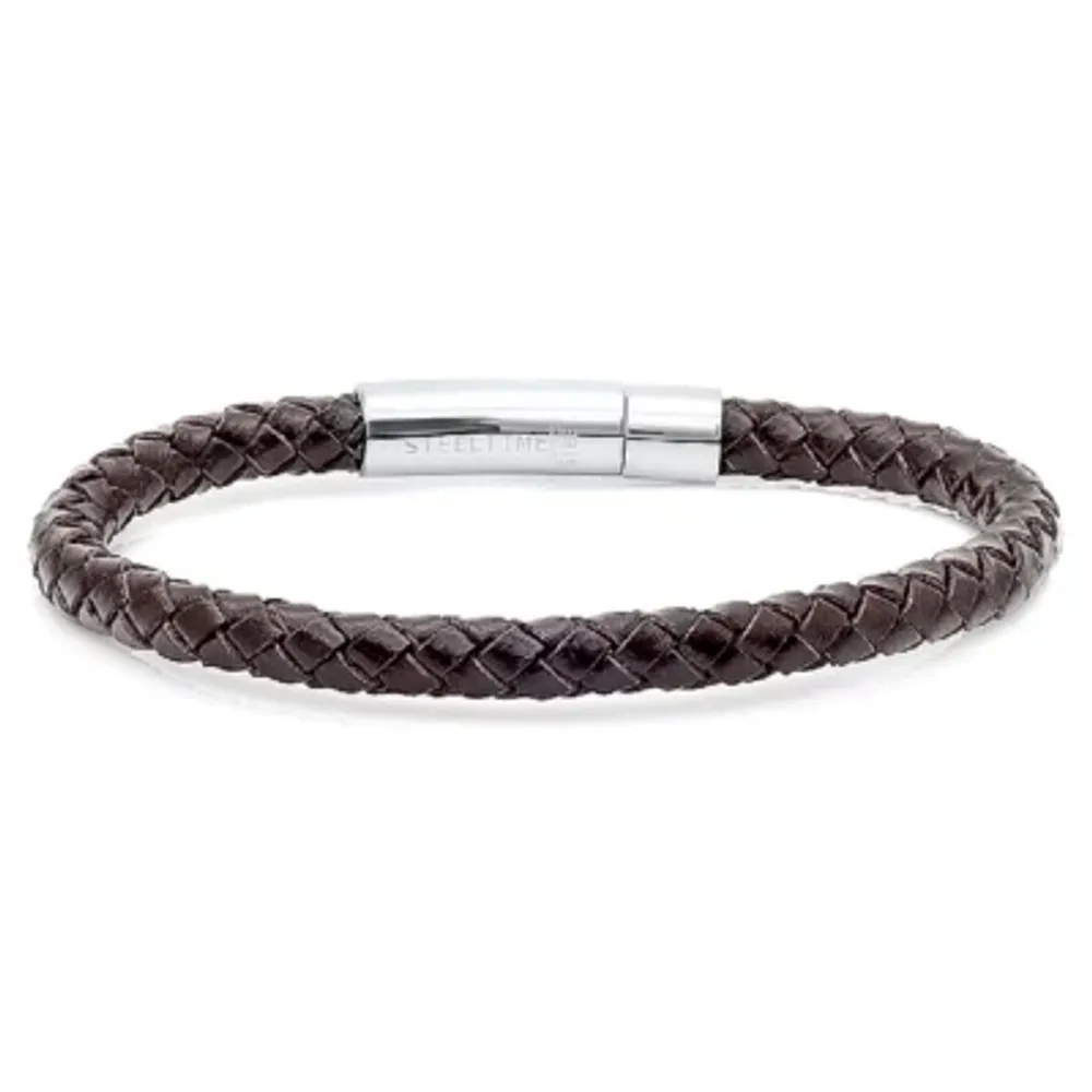 Steeltime Mens Stainless Steel Wrap Bracelet