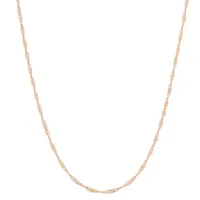 14K Gold Over Silver 22 Inch Semisolid Singapore Chain Necklace