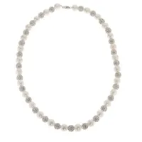 Womens White Cultured Freshwater Pearl Sterling Silver Strand Necklace