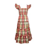 Byer California Big Girls Sleeveless Ruffled Sleeve Plaid Maxi Dress