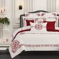 Queen Street Holiday Dream 3-pc. Embroidered Duvet Cover Set