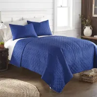 Micro Flannel Seersucker Reversible Wrinkle Resistant Quilt Set