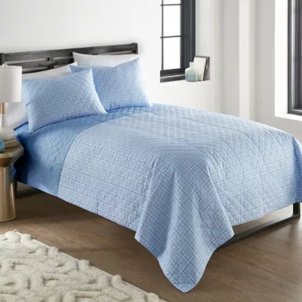 Micro Flannel Seersucker Reversible Wrinkle Resistant Quilt Set