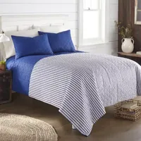 Micro Flannel Seersucker Reversible Wrinkle Resistant Quilt Set