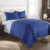 Micro Flannel Seersucker Reversible Wrinkle Resistant Quilt Set