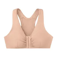 Glamorise Complete Comfort Cotton Front-Closure Racerback Unlined Wireless Full Coverage Bra 1908