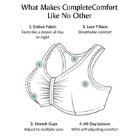 Glamorise Complete Comfort Cotton Front-Closure Racerback Unlined Wireless Full Coverage Bra 1908