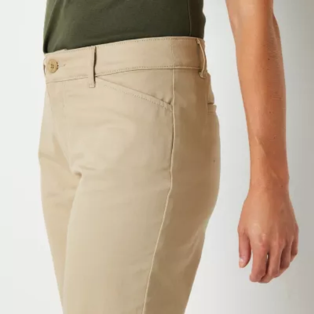 St. John's Bay Womens Secretly Slender Mid Rise Tall Capris