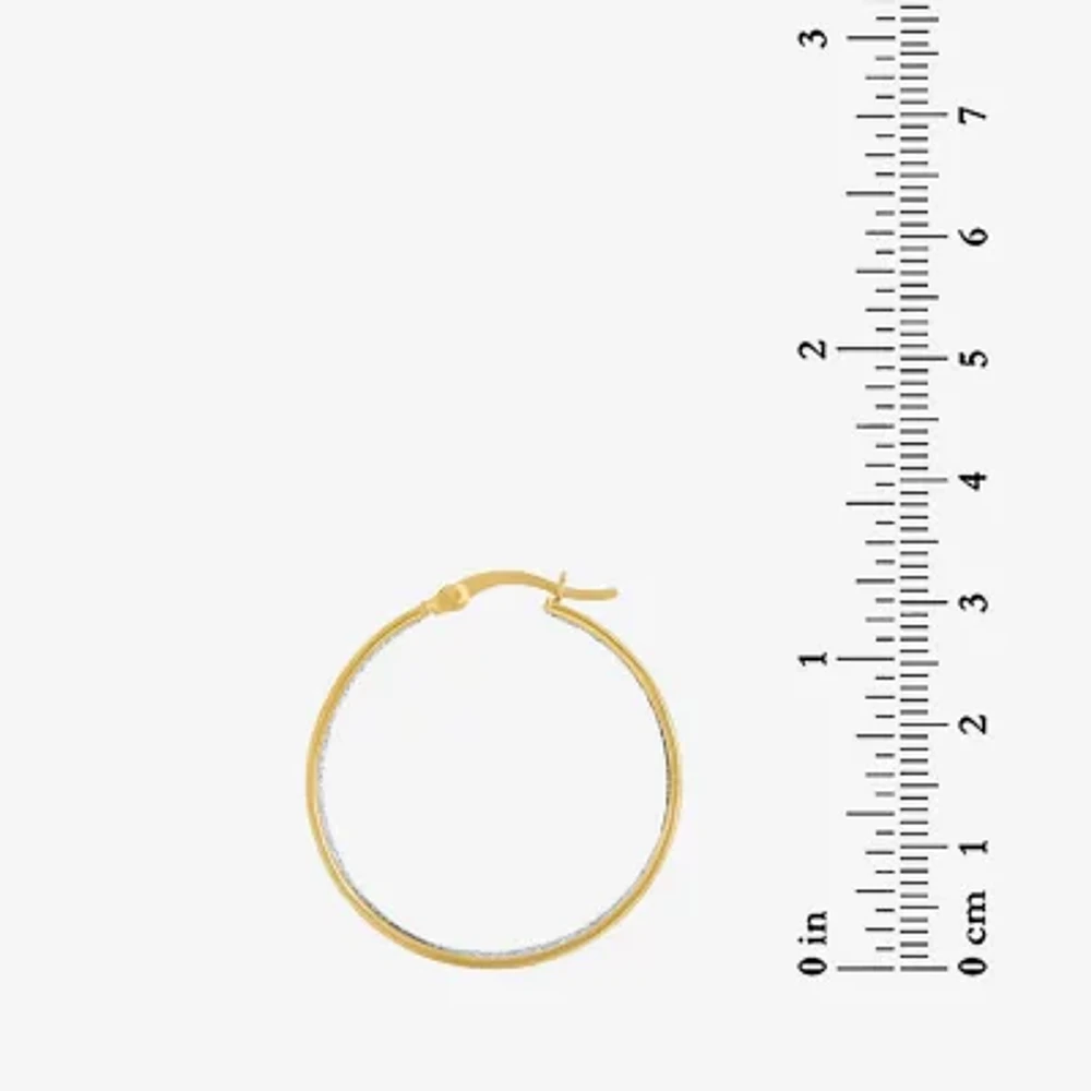 GOLD OVER STERLING SILVER 30x7MM GLITTER HOOP EARRINGS