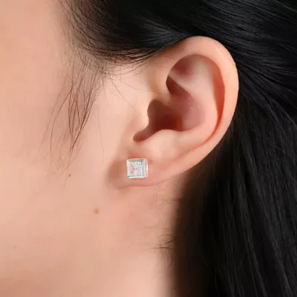 2 CT. White Cubic Zirconia Sterling Silver 7mm Stud Earrings