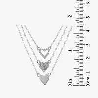 DiamonArt® Womens / CT. T.W. White Cubic Zirconia Sterling Silver Heart Pendant Necklace