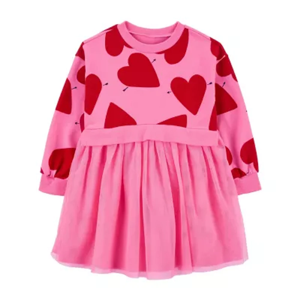 Carter's Tulle Heart Toddler Girls Long Sleeve Cuffed Tutu Dress