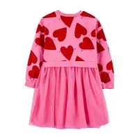 Carter's Tulle Heart Little & Big Girls Long Sleeve Cuffed Tutu Dress